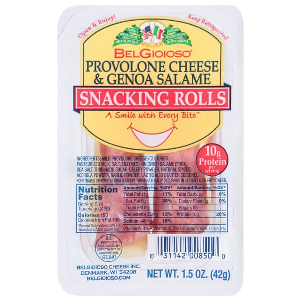 Belgioioso Provolone Cheese & Genoa Salame Snacking Rolls
