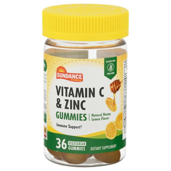 Sundance Vitamins Natural Honey Lemon Flavor Vitamin C & Zinc 36 Gummies