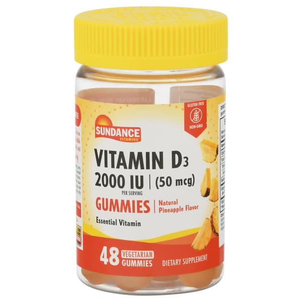 Sundance Vitamins 2000 Iu Natural Pineapple Flavor Vitamin D3 Vegetarian Gummies