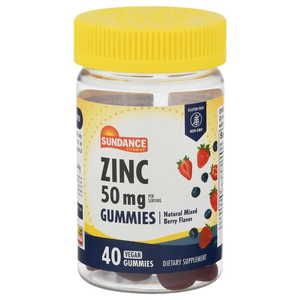 Sundance Vitamins Natural Mixed Berry Flavor Zinc Vegan Gummies