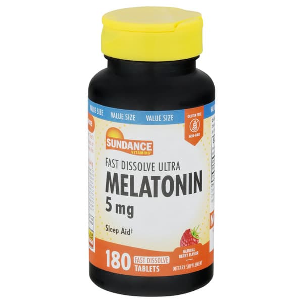 Sundance Vitamins Natural Berry Flavor Melatonin Fast Dissolve Tablets Value Size