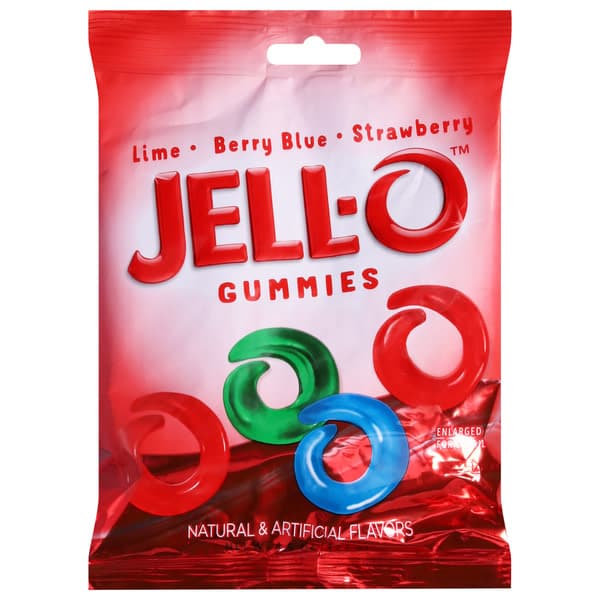 Jell-O Gummies, Lime/Berry Blue/Strawberry
