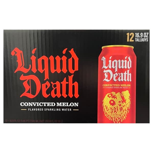 Liquid Death Sparkling Water, Convicted Melon Cans (12
