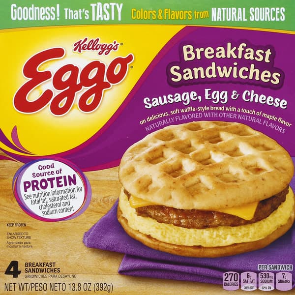 Eggo Breakfast Sandwiches Sausage Egg & Cheese