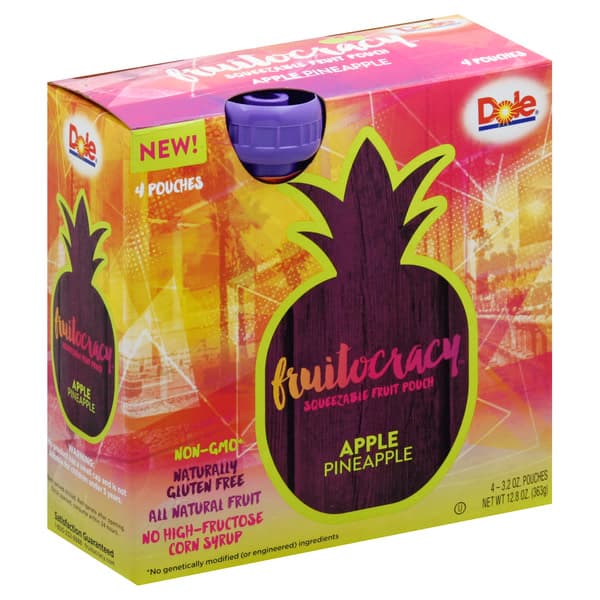 Dole Fruit Pouch Squeezable Apple Pineapple