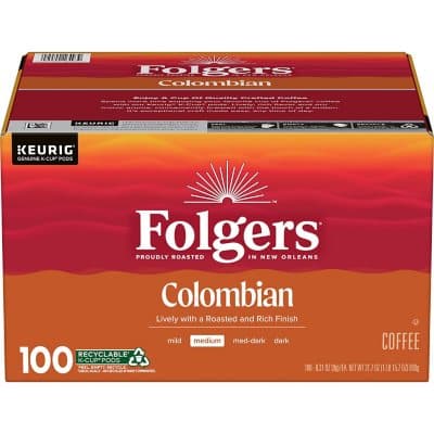 Folgers Medium Roast K-Cup Coffee Pods, 100% Colombian