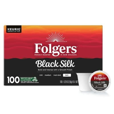 Folgers Dark Roast K-Cup Coffee Pods, Black Silk