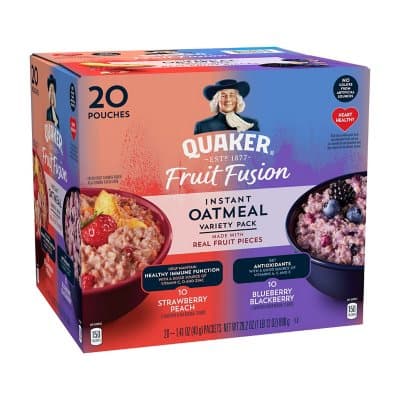 Quaker Fruit Fusion Instant Oatmeal, Variety Pack