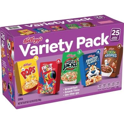 Kellogg'S Cold Breakfast Cereal Single Serve Kids Snacks Variety Pack