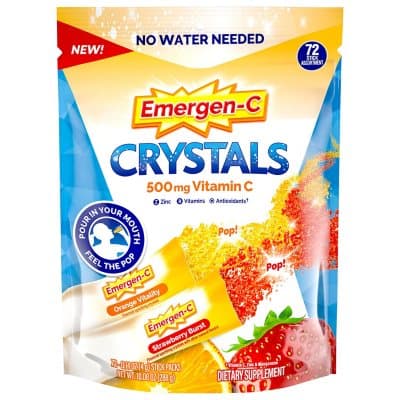 Emergen-C Crystals On-The-Go Vitamin C Immune Support, Orange Vitality & Strawberry Burst