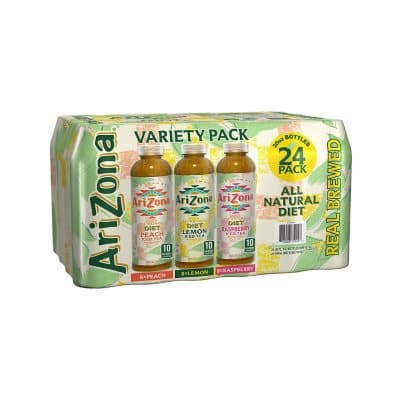 Arizona All Natural Diet Peach Lemon And Raspberry Iced Tea Variety