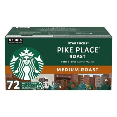 Starbucks Medium Roast K-Cup Coffee Pods, Pike Place