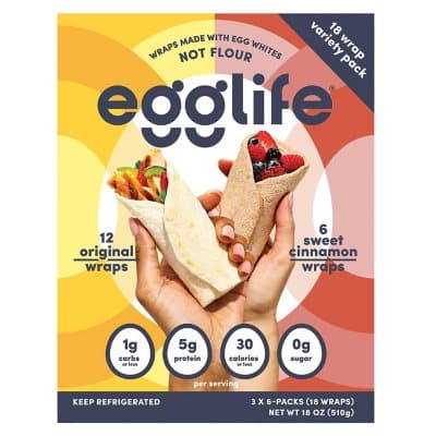Egglife 18 Wrap Variety Pack: 12 Original Wraps & 6 Sweet Cinnamon Wraps
