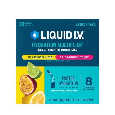Liquid I.V. Hydration Multiplier Electrolyte Drink Mix Variety Pack: Lemon Lime And Passion Fruit Flavor