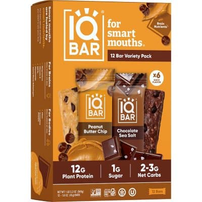 Iqbar Plant Protein Bars Chocolate Sea Salt Peanut And Butter Chip Variety Pack