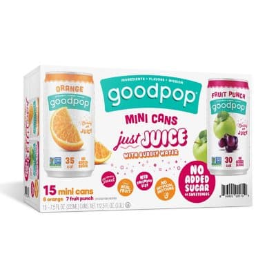 Goodpop Juice With Bubbly Water Mini Cans Variety Pack, Orange And Fruit Punch