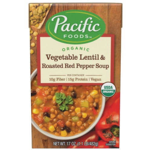 Is it Vegetarian? Pacific Natural Foods Organic Vegetable Lentil & Roasted Red Pepper Soup