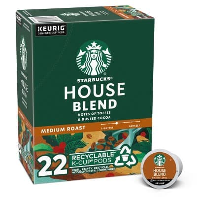 Starbucks Keurig House Blend Medium Roast Coffee Pods - 22 K
