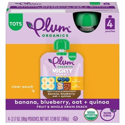 Plum Organics Mighty Morning Banana Blueberry Oat Quinoa Fruit &#38; Whole Grain Snack Pouches