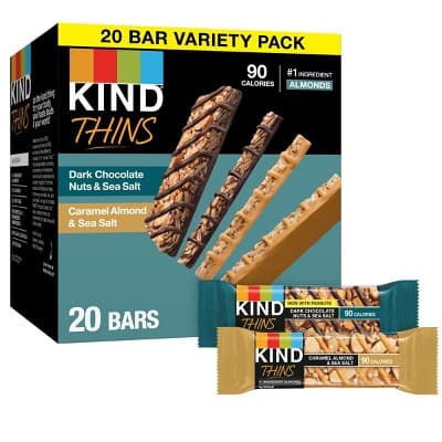 Kind Thins Dark Chocolate Nuts And Sea Salt &#38; Caramel Almond And Sea Salt Bars Variety Pack &#8211;