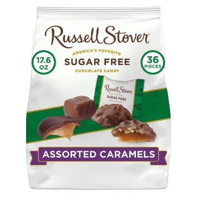 Russell Stover Sugar Free Assorted Candy Caramels Standup Bag