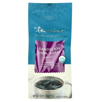Teeccino Chicory Herbal Coffee, Dandelion Dark Roast, Caffeine Free