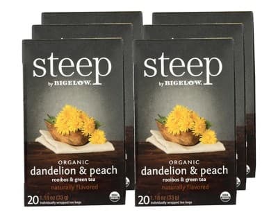 Steep By Bigelow Organic Dandelion And Peach/Rooibos And Green Tea -  6/20 Bags