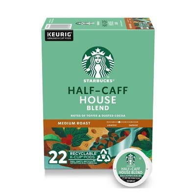 Starbucks Keurig Half-Caff Medium Roast Coffee Pods - 22 K