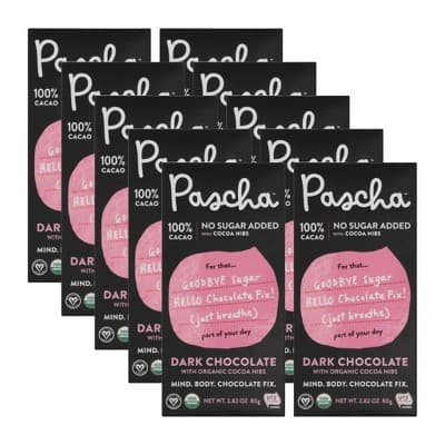Pascha Dark Chocolate, With Organic Cocoa Nibs, 100% Cacao