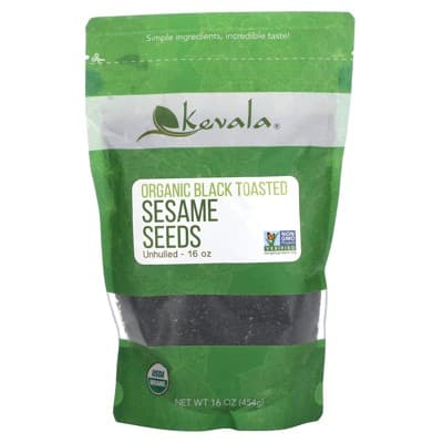 Kevala Organic Black Toasted Sesame Seeds, Unhulled