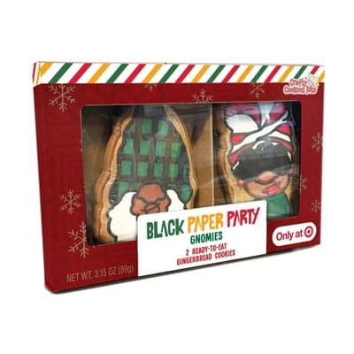 Black Paper Party Gnomies Pre-Decorated Ready-To-Eat Gingerbread Character Cookie Set