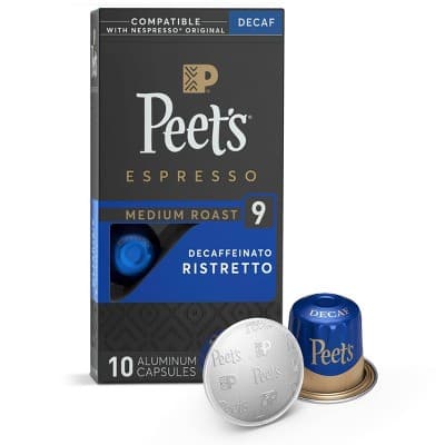 Peet'S Coffee Espresso Capsules Decaf Ristretto Intensity 9 Compatible With Nespresso