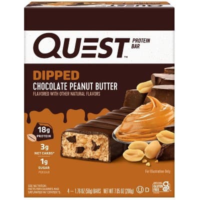 Quest Nutrition Dipped Chocolate Peanut Butter Bars