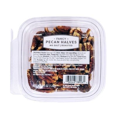 Fancy Roasted No Salt Pecan Halves