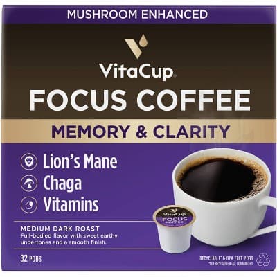 Vitacup Focus Mushroom Coffee Pods For Memory &#38; Clarity Medium Roast Coffee