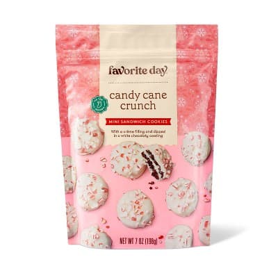 Holiday White Confectionery Coated Mini Sandwich Cookie With Crushed Peppermint - Favorite Day&#8482;