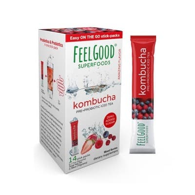 Feelgood Superfoods Kombucha Pre + Probiotic Iced Tea - Mixed Berries