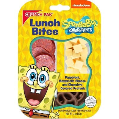 Crunch Pak Spongebob Squarepants Lunch Bites With Pepperoni, Mozzarella &#38; Chocolate Covered Pretzels