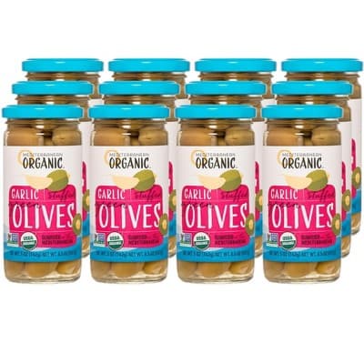 Mediterranean Organic Garlic Stuffed Green Olives