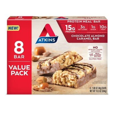 Atkins Chocolate Almond Caramel Protein Meal Bar Value Pack