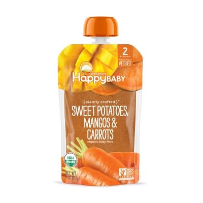 Happybaby Clearly Crafted Sweet Potatoes Mangos &#38; Carrots Baby Food