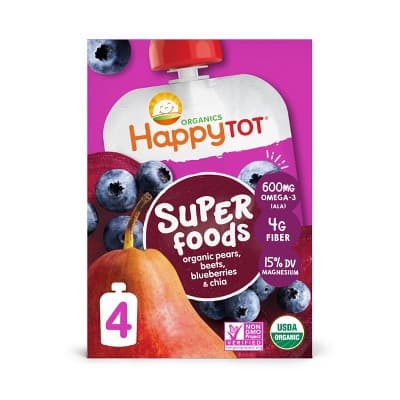 Happytot Super Foods Organic Pears Beets Blueberries With Super Chia Baby Food Pouches