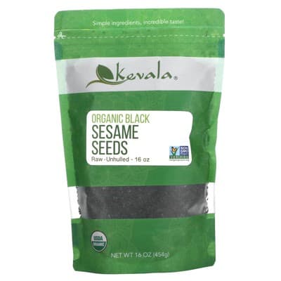 Kevala Organic Black Sesame Seeds, Raw, Unhulled