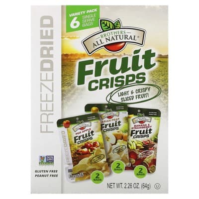 Brothers-All-Natural Freeze Dried Fruit Crisps, Variety Pack, 6 Single Serve Bags