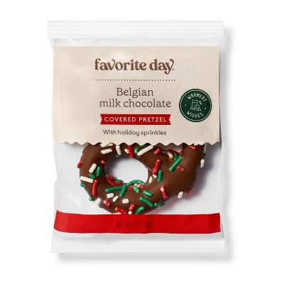 Holiday Belgian Milk Chocolate Covered Pretzel With Holiday Sprinkles - Favorite Day&#8482;