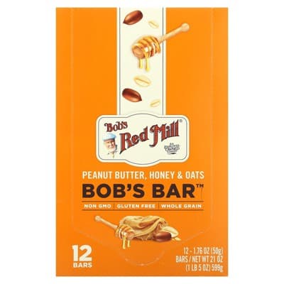 Bob'S Red Mill Peanut Butter Honey & Oat Bob'S Bars, (Pack Of 