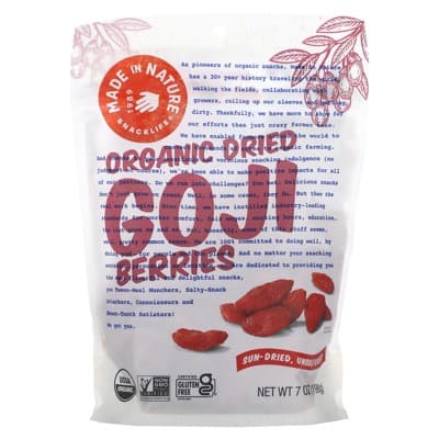 Made In Nature Organic Dried Goji Berries, Sun-Dried, Unsulfured