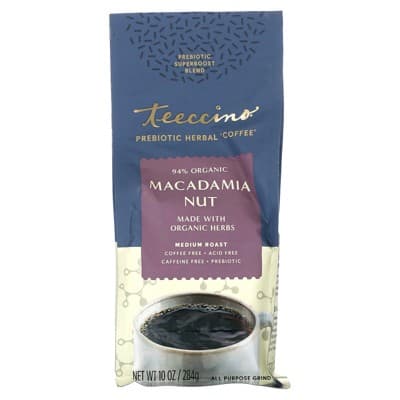 Teeccino Prebiotic Herbal 'Coffee', Macadamia Nut, Medium Roast, Caffeine Free