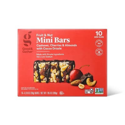 Good & Gather Cashew, Cherries & Almonds With Cocoa Drizzle Fruit & Nut Mini Bars