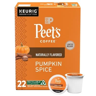 Peet'S Coffee Flavored K-Cup Pods, Pumpkin Spice Single Serve Pods Compatible With Keurig Brewers